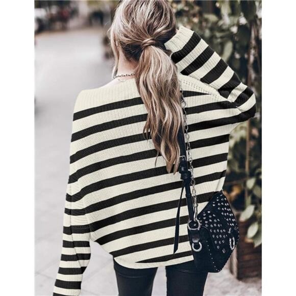 Womens Oversized Sweaters Loose Solid Casual Long Sleeve Mock Neck - Picture 4 of 4